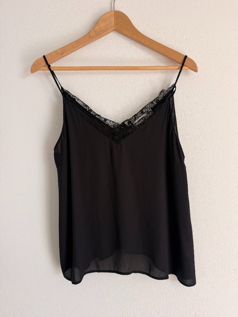 Lush black lace-trim camisole